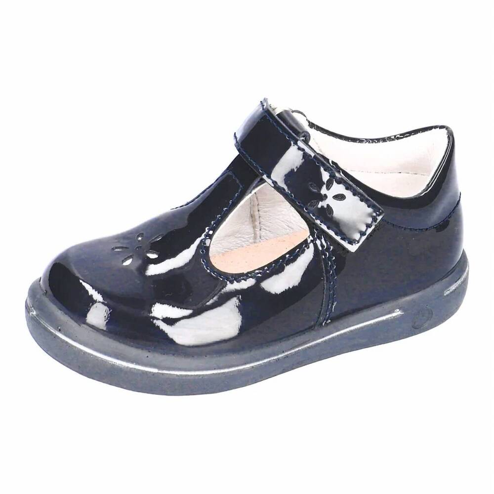 NEW RICOSTA girls pepito winona t-strap school shoes in blue patent